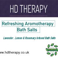 Refreshing aromatherapy magnesium bath salts with organic lavender, lemon, and rosemary essential oils
